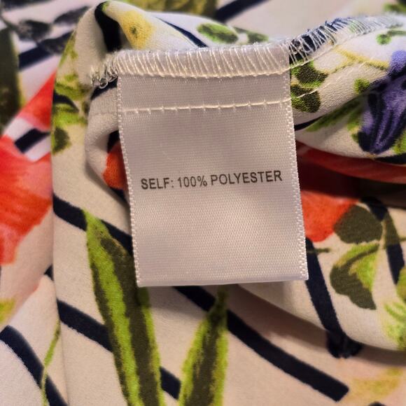 Rose + Olive Top Womens Large Multi Floral Striped Bell Sleeve Cottagecore Boho - Picture 4 of 11